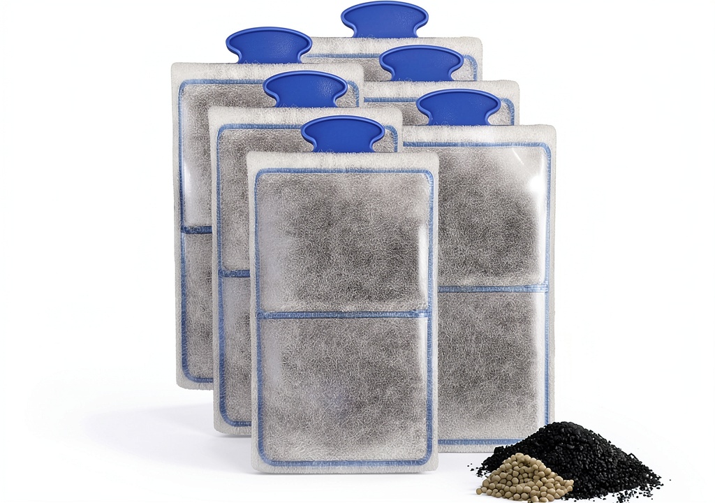 Driamor aquarium filter cartridge showing four-stage layers