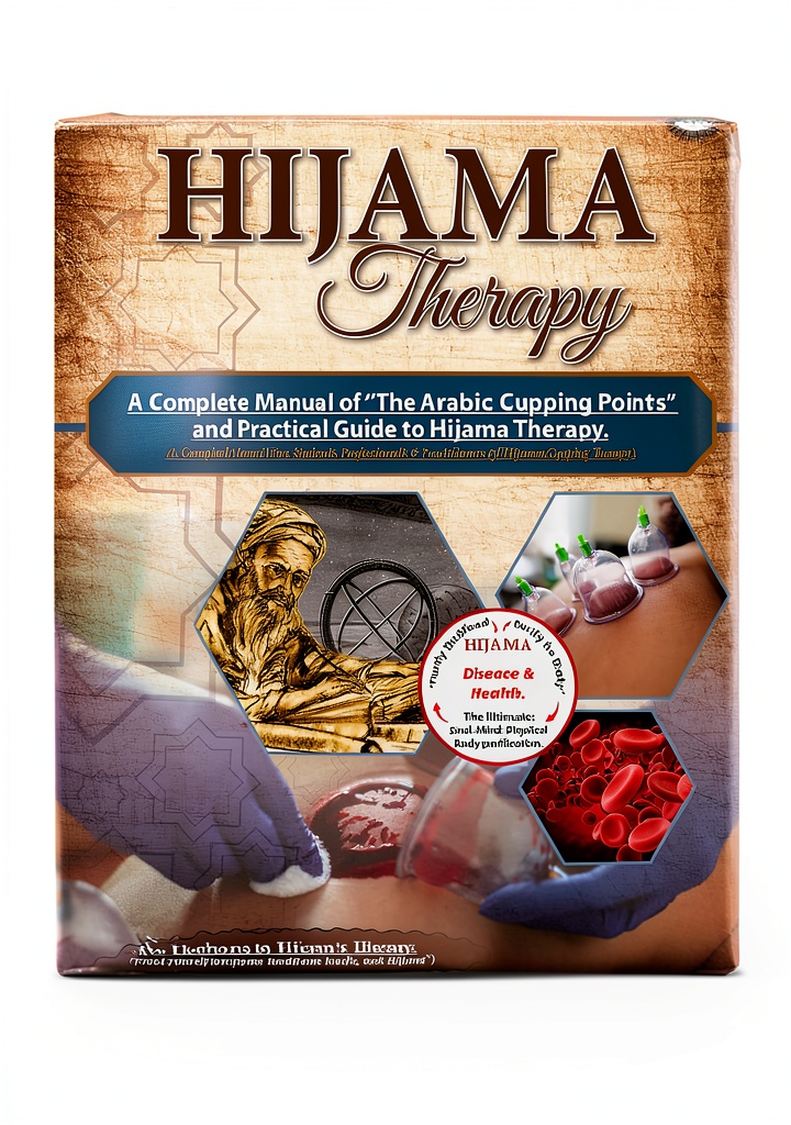 Cover of Nabawi Academy Hijama Therapy Book showing detailed illustrations